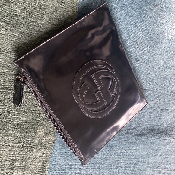 GUCCI unisex Pouchette: Limited edition Tom Ford era : black polished leather - Picture 7 of 17